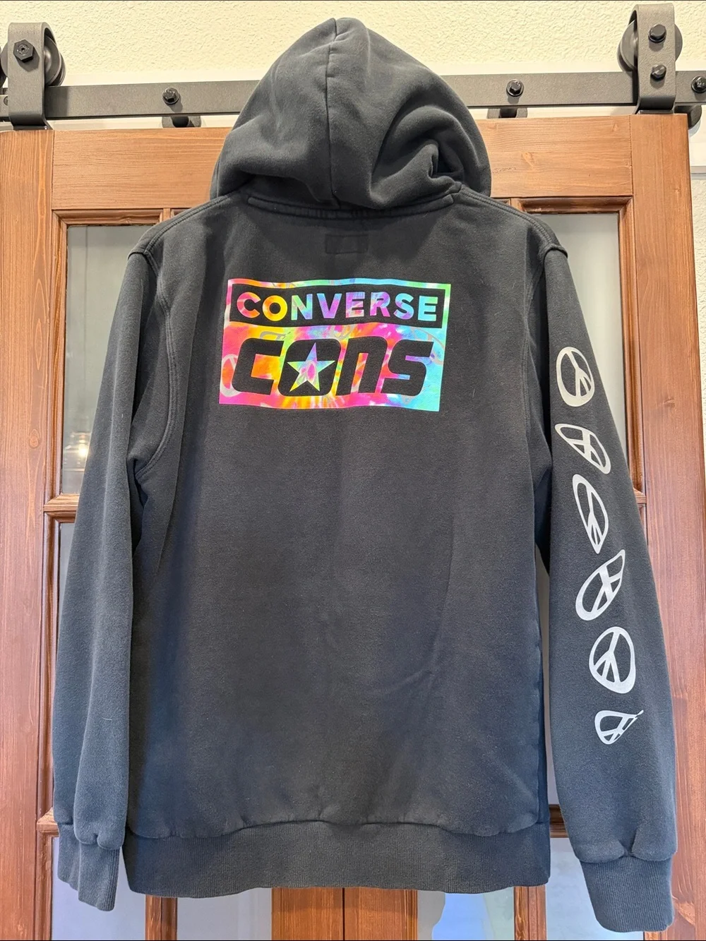 Converse Black Crewneck Hoodie with Colorful CONS Logo